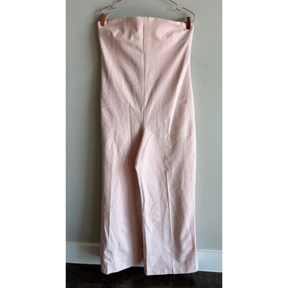 NWT ZARA Womens Strapless Pink Satin Wide Leg Jumpsuit Bloggers Favorite Size l - Picture 4 of 14